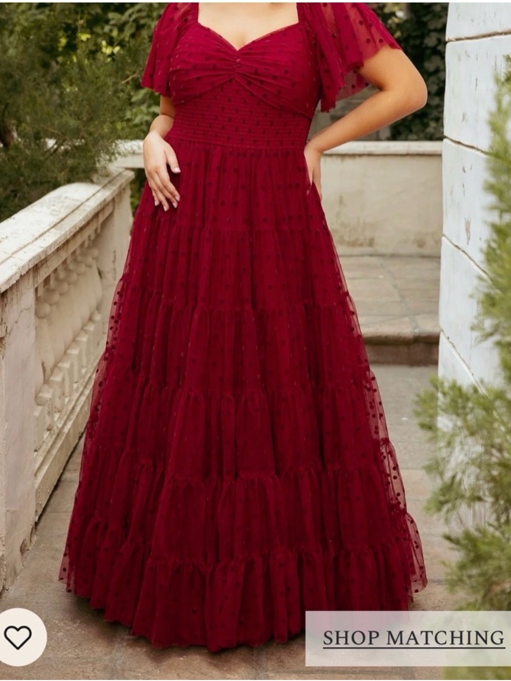Burgundy Women’s Ivy City Solange Tiered Maxi Dress - Elegant Short Sleeve Gown